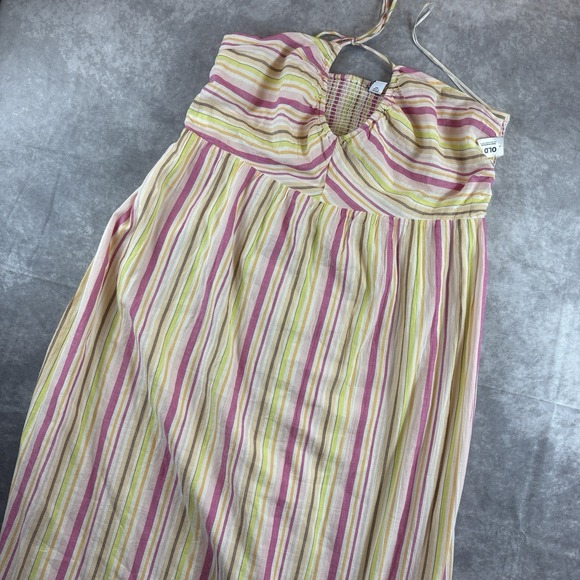Old Navy Pants - Old Navy Dress Womens XL Beige Striped O-Ring Halter Romper Pink Stripe NEW